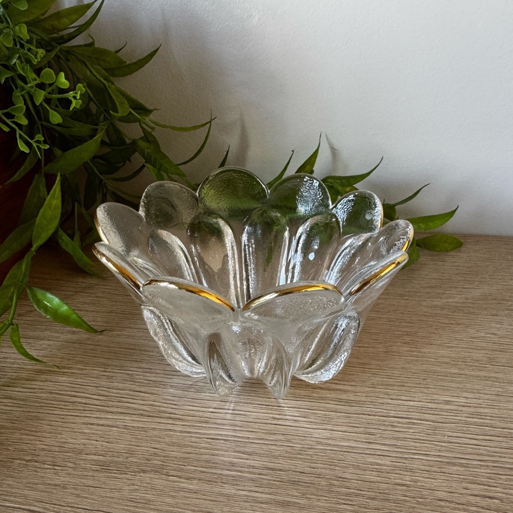 DECOR WALTHER Clear Glass Bowl with Gold Trim